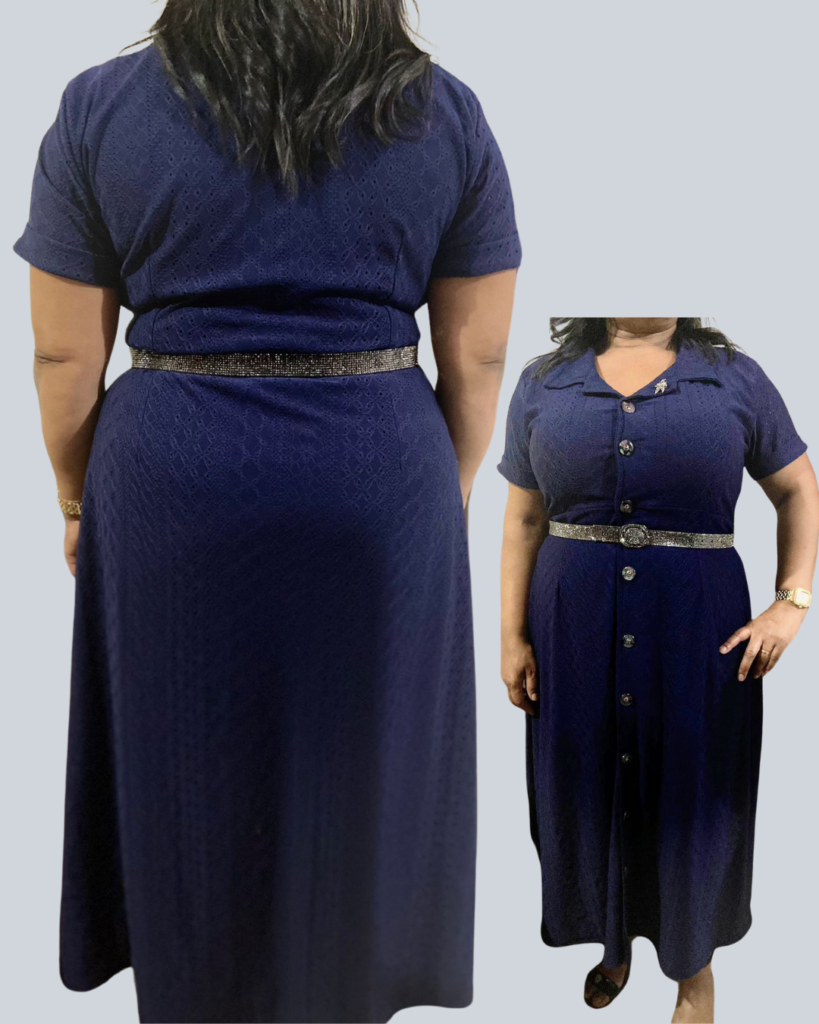 vestido simples azul