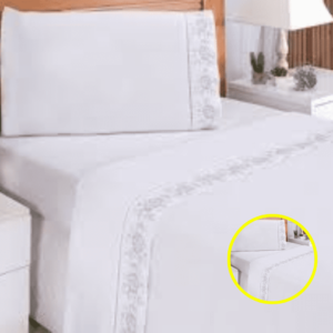 Jogo de Lençol Bordado Casal